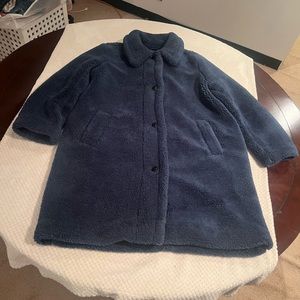 BLUE FUZZY COAT WORN ONLY ONCE